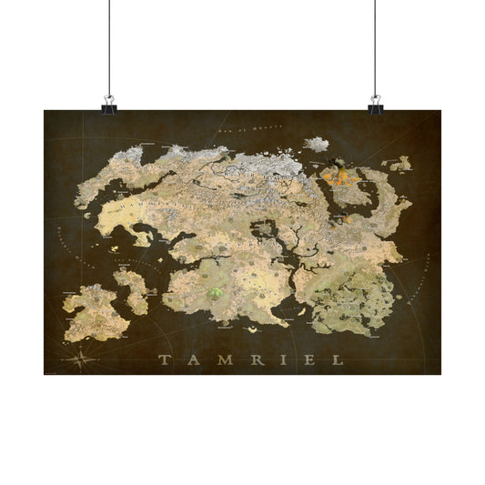 Tamriel Map Poster: Parchment Colors