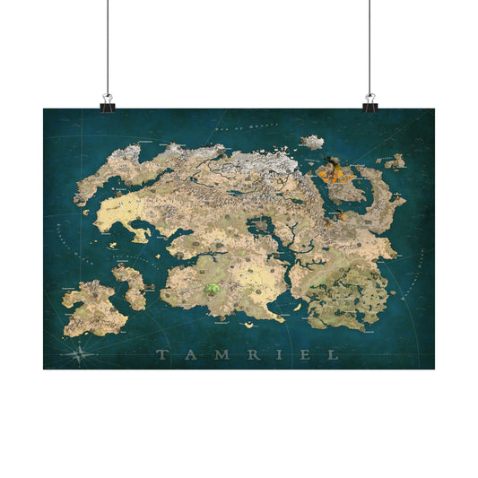 Tamriel Map Poster from The Elder Scrolls Games: Vibrant Colors