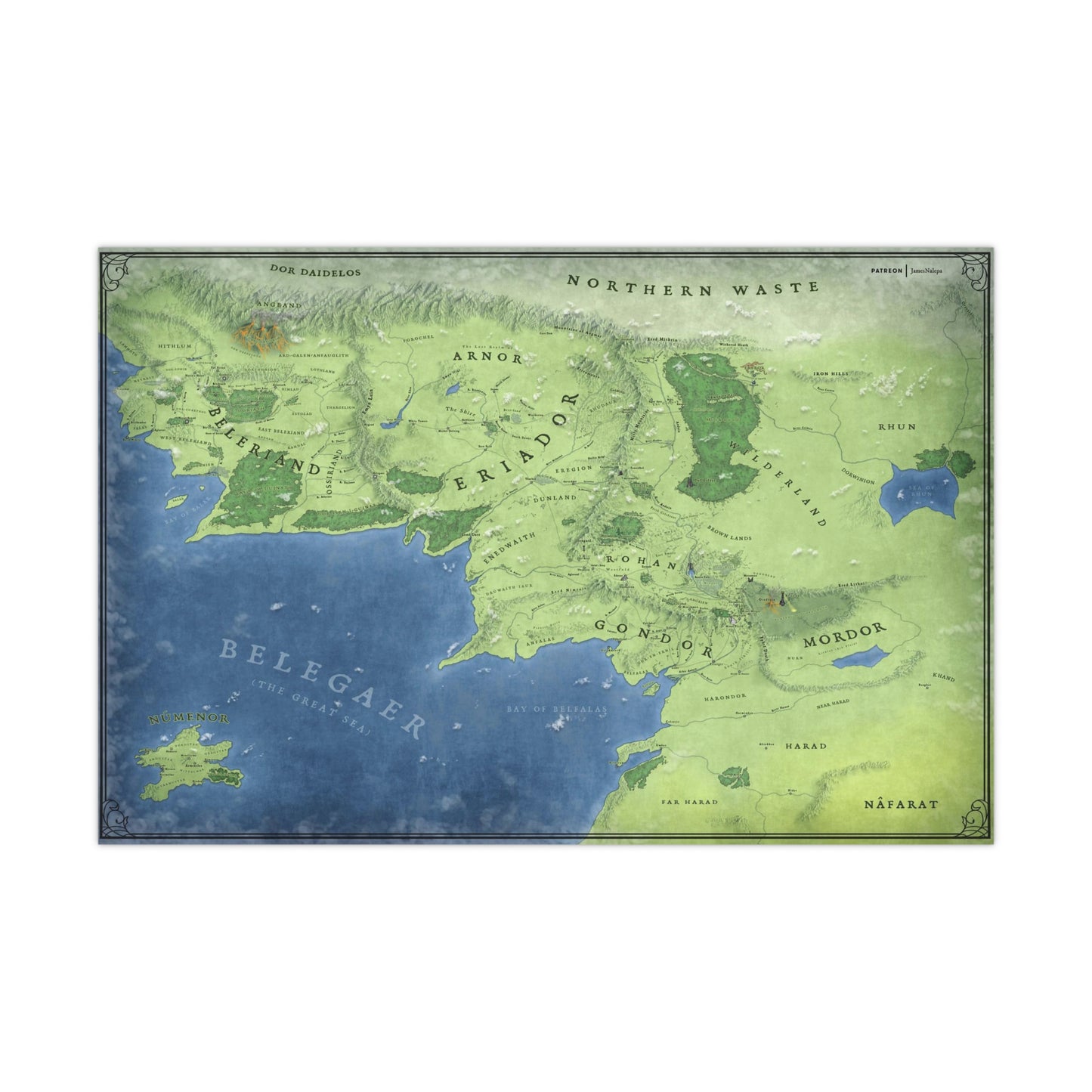 Middle Earth and Beleriand Map Poster