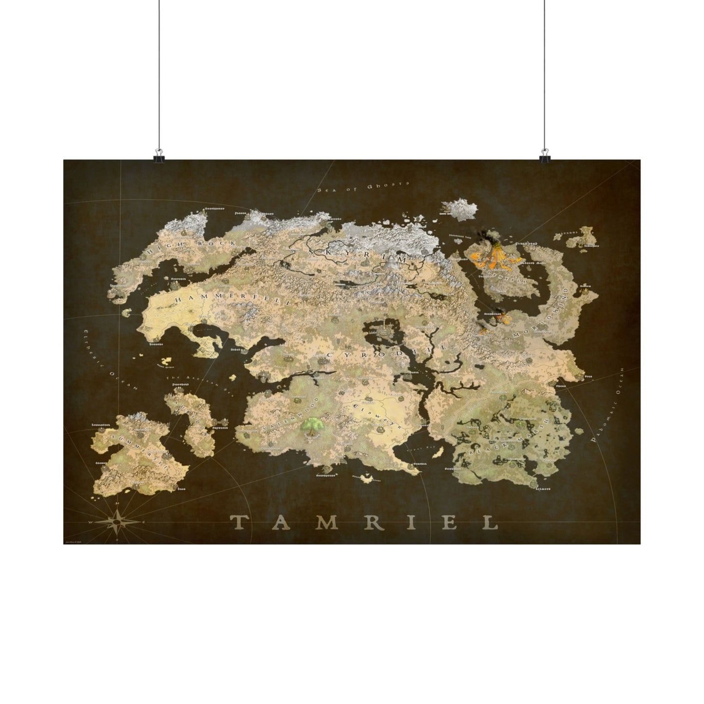 Tamriel Map Poster: Parchment Colors