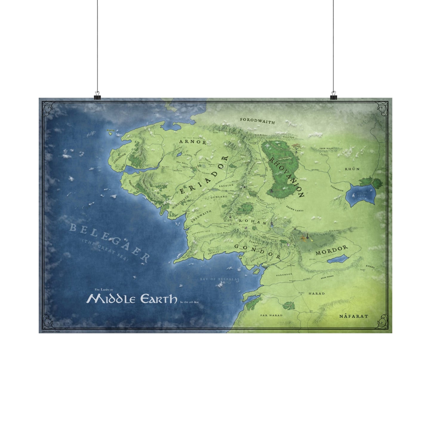 Lord of the Rings Middle Earth Third Age Map Poster