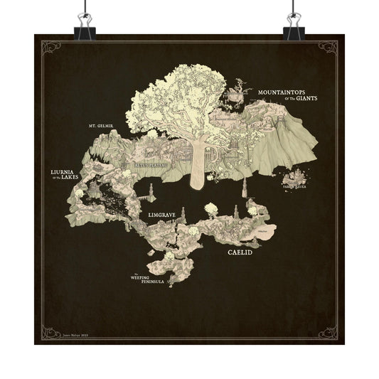 Elden Ring Surface World Map Poster Parchment Style