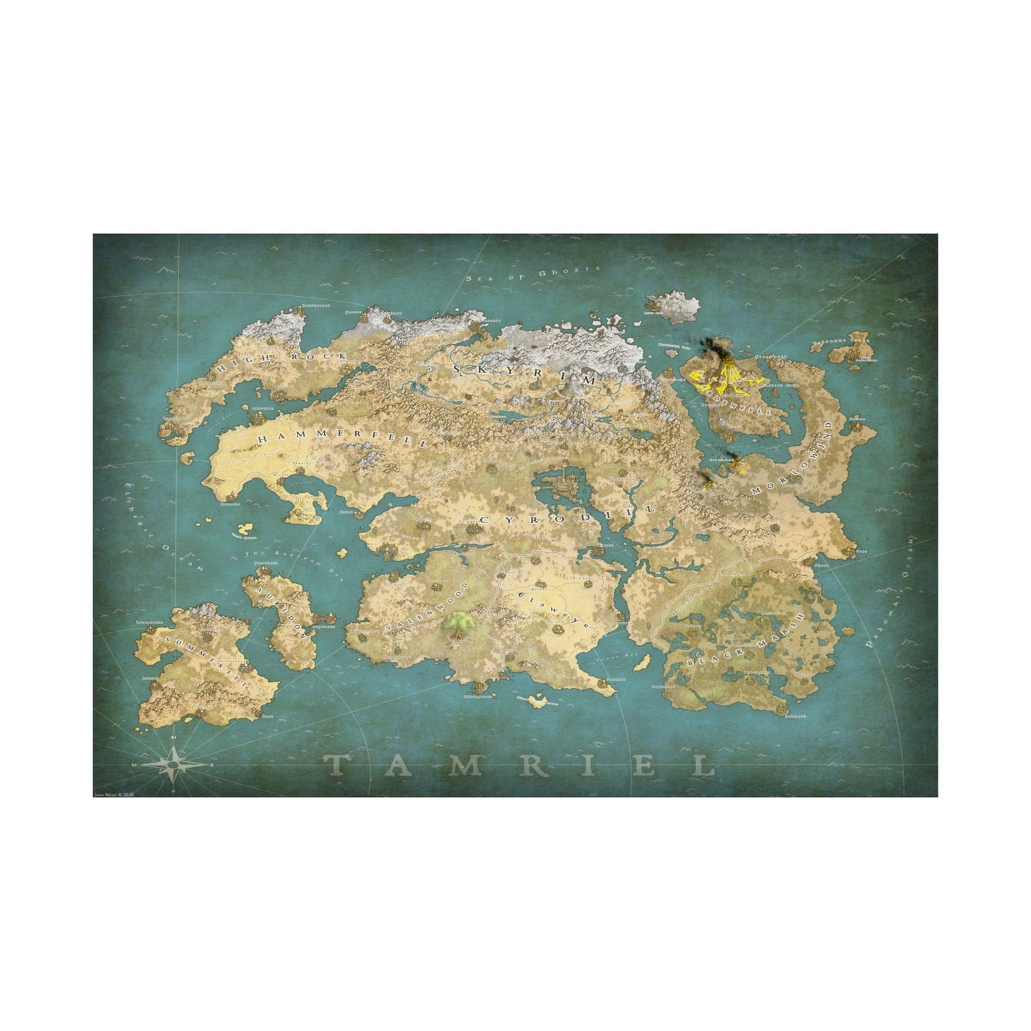 Tamriel Map Poster Bright Colors