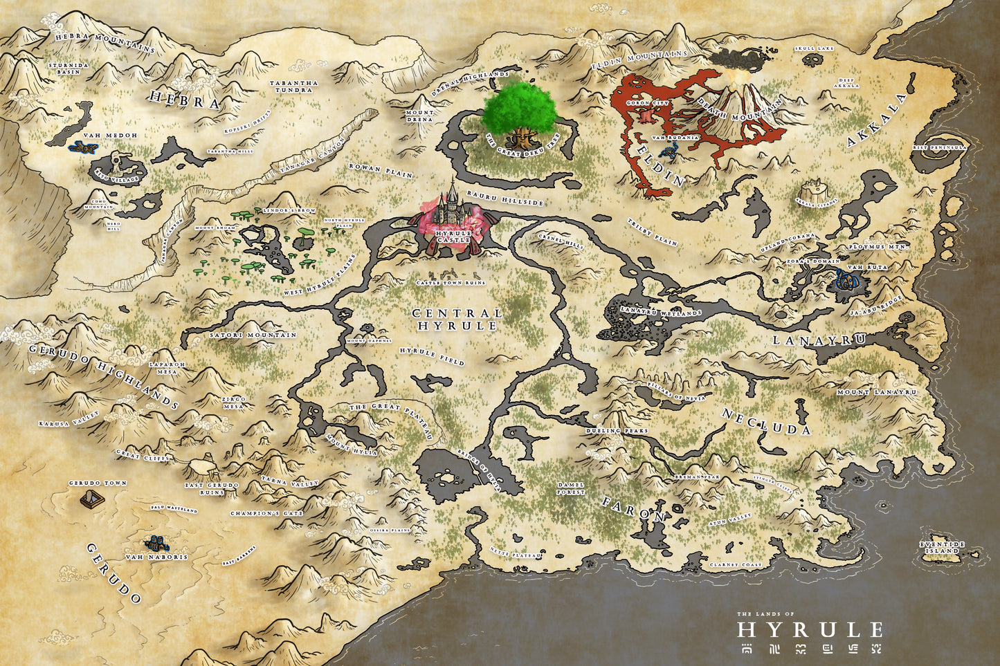 Legend of Zelda: Breath of the Wild Hyrule Map Poster